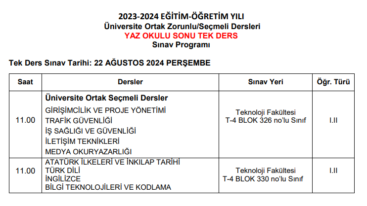 tek ders